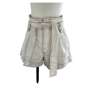 Happy x Nature Off White Tie Waist Cotton Blend Women's Stretch Shorts Size M